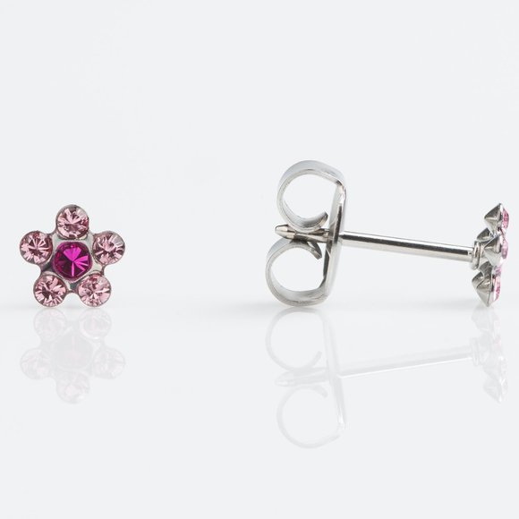 Studex Stainless steel Daisy Light Rose Fuchsia Ear Piercing Earrings - Picture 1 of 6